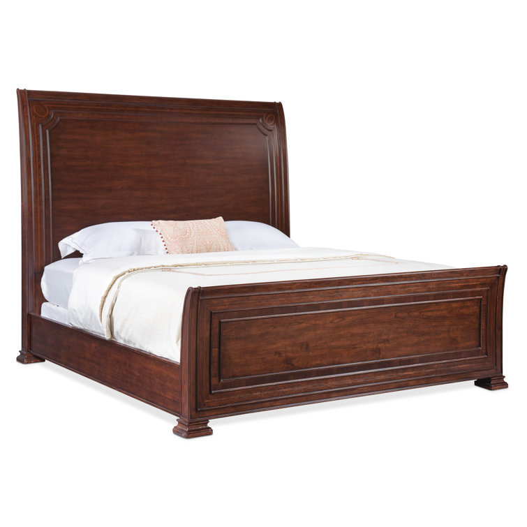 Charleston King Brown Wood Sleigh Bed with Headboard