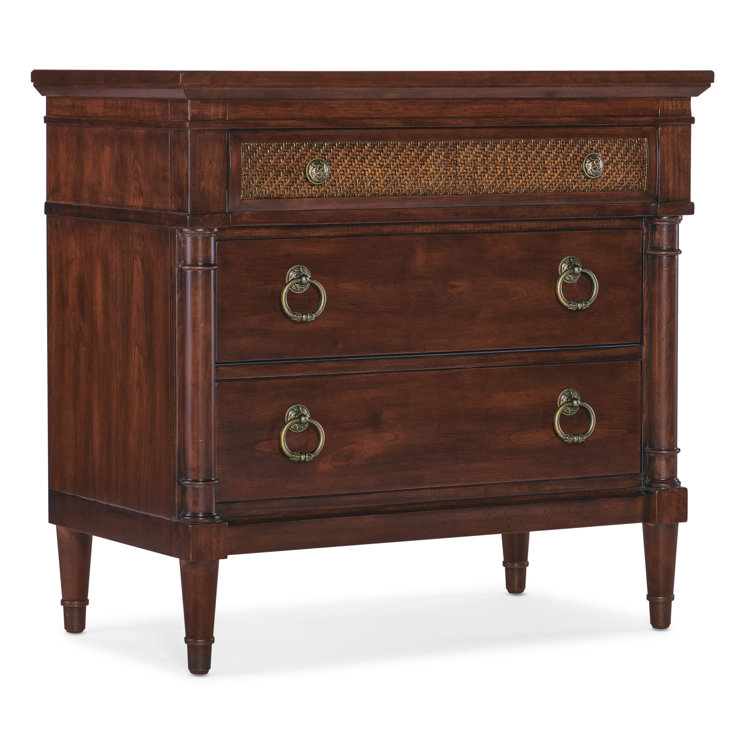 Charleston Brown Cherry Veneer 3-Drawer Nightstand