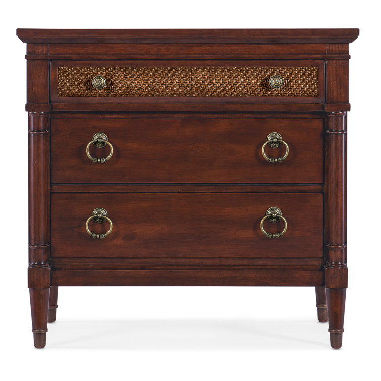 Charleston Brown Cherry Veneer 3-Drawer Nightstand