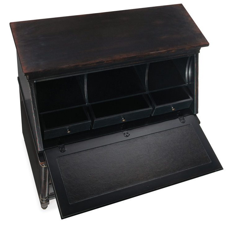 Charleston Black Solid Wood Secretary Desk with Drawers