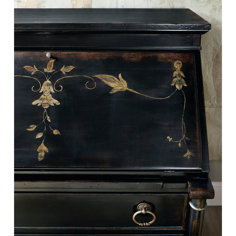 Charleston Black Solid Wood Secretary Desk with Drawers