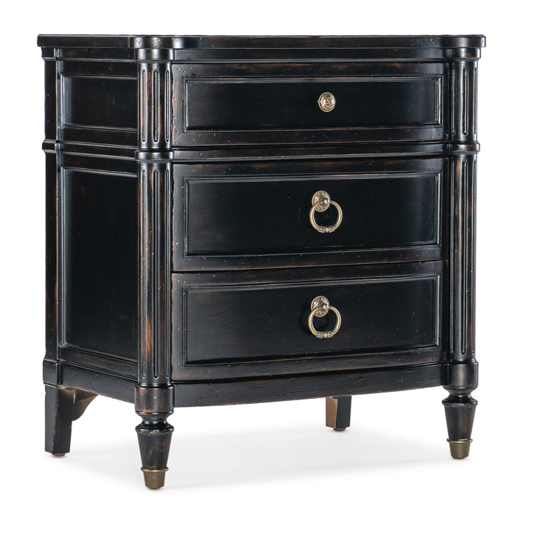 Charleston Black Cherry 3-Drawer Nightstand with USB Ports