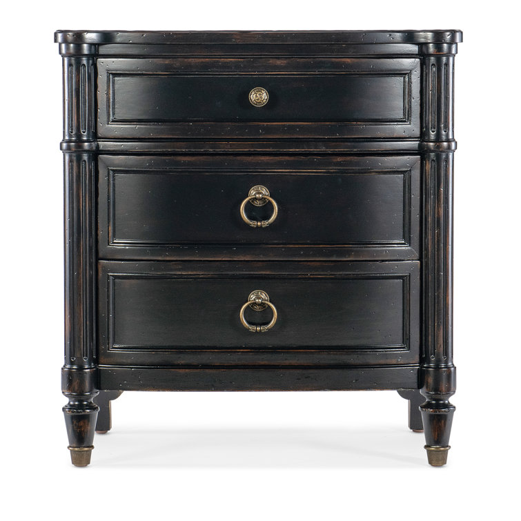 Charleston Black Cherry 3-Drawer Nightstand with USB Ports