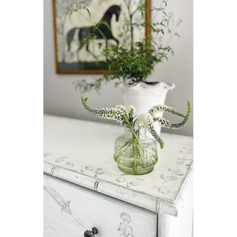 Haint Blue Handpainted Three-Drawer Accent Chest with Bamboo Trim