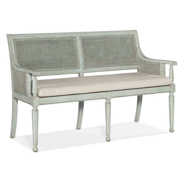 Charleston Oyster and Blue Wood Cane Bench
