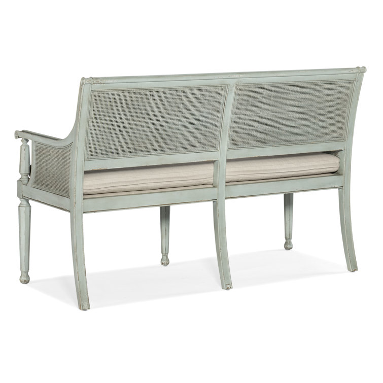 Charleston Oyster and Blue Wood Cane Bench