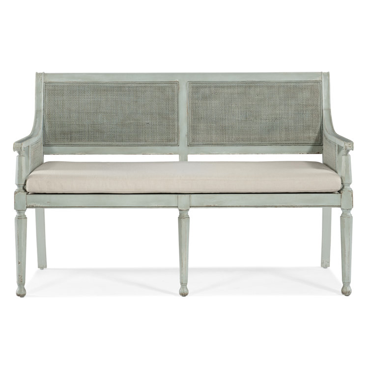 Charleston Oyster and Blue Wood Cane Bench