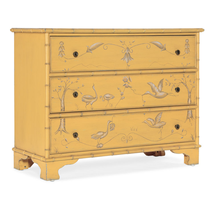 Canary Yellow Maple Veneer 3-Drawer Accent Chest