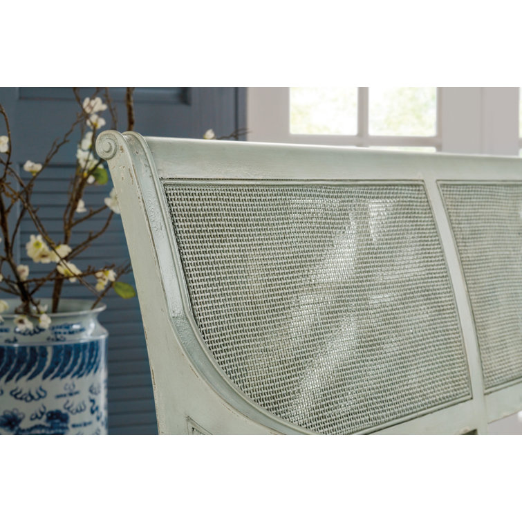 Charleston Oyster and Blue Wood Cane Bench