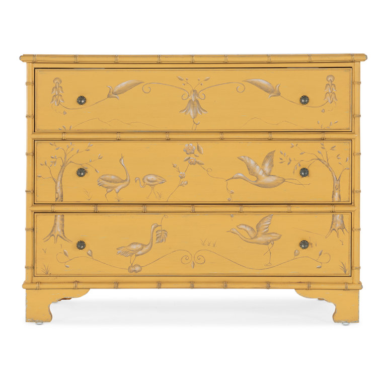 Canary Yellow Maple Veneer 3-Drawer Accent Chest