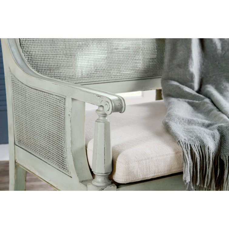 Charleston Oyster and Blue Wood Cane Bench