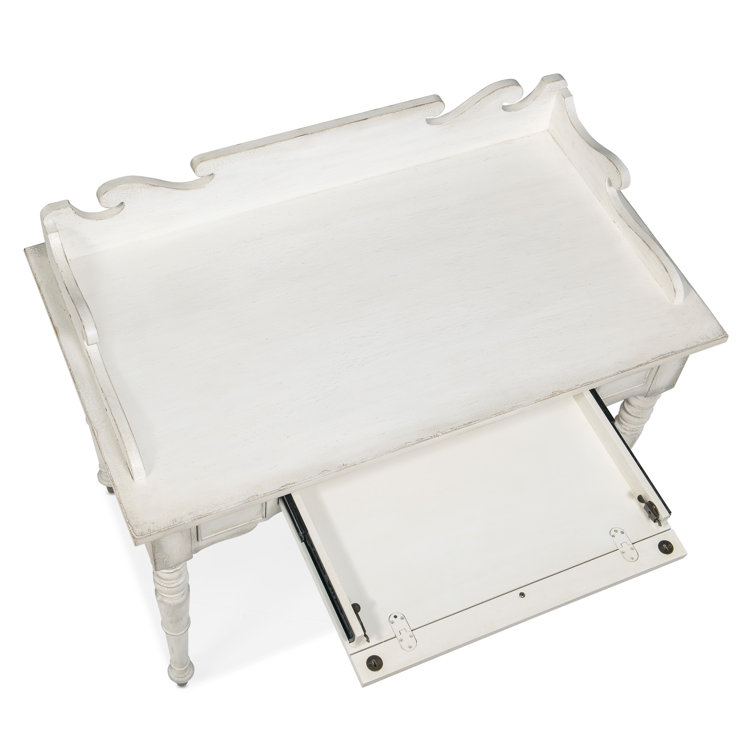 Magnolia White Solid Wood Writing Desk with Drawer