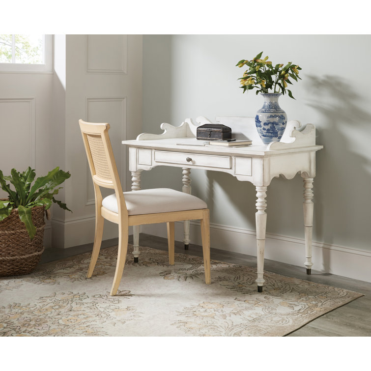 Magnolia White Solid Wood Writing Desk with Drawer