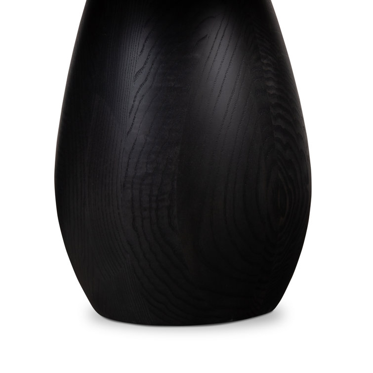 Black Wash Oval Solid Ash Wood Coffee Table