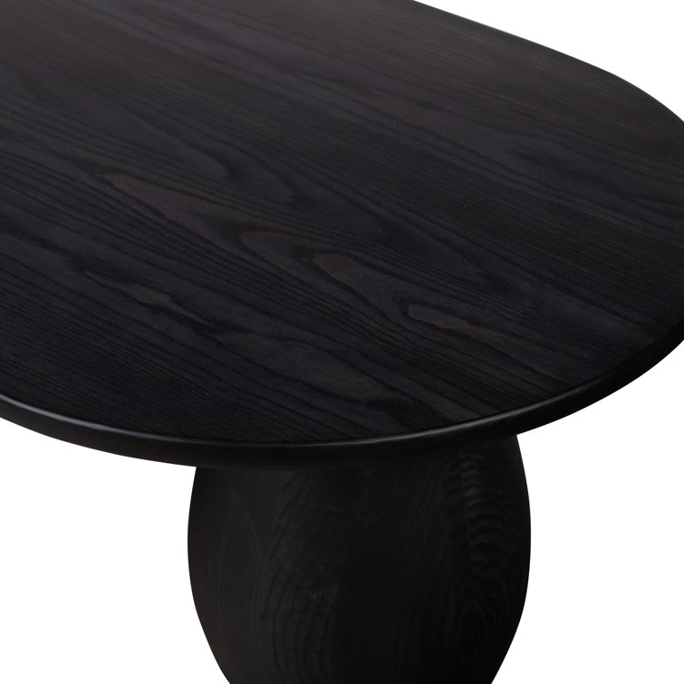 Black Wash Oval Solid Ash Wood Coffee Table