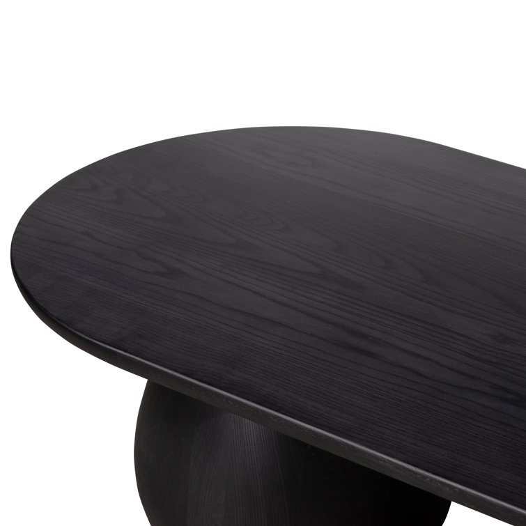 Black Wash Oval Solid Ash Wood Coffee Table