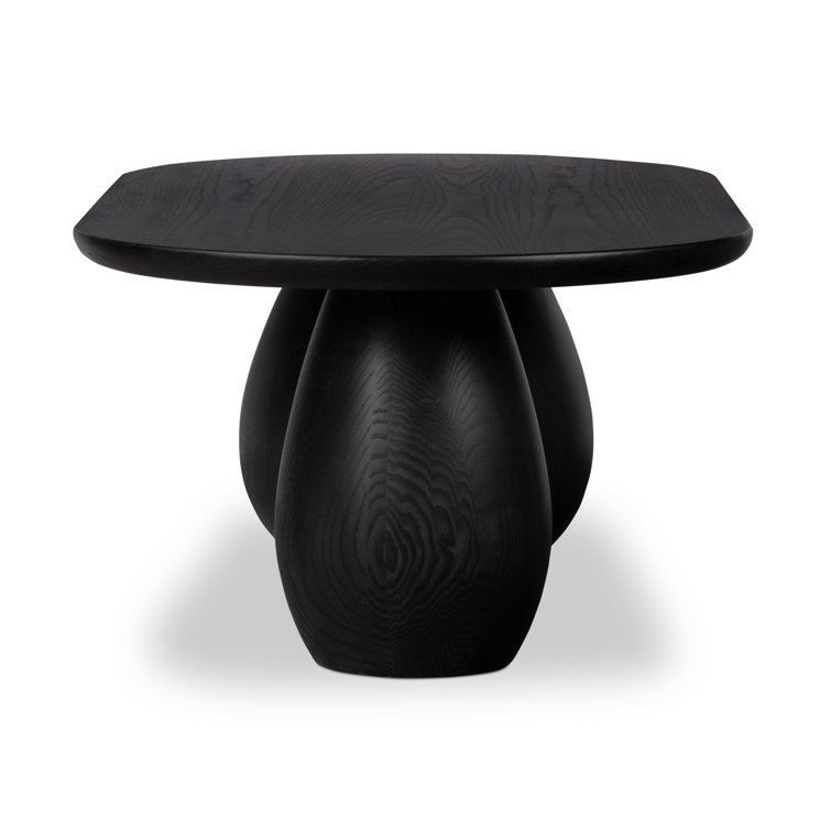 Black Wash Oval Solid Ash Wood Coffee Table
