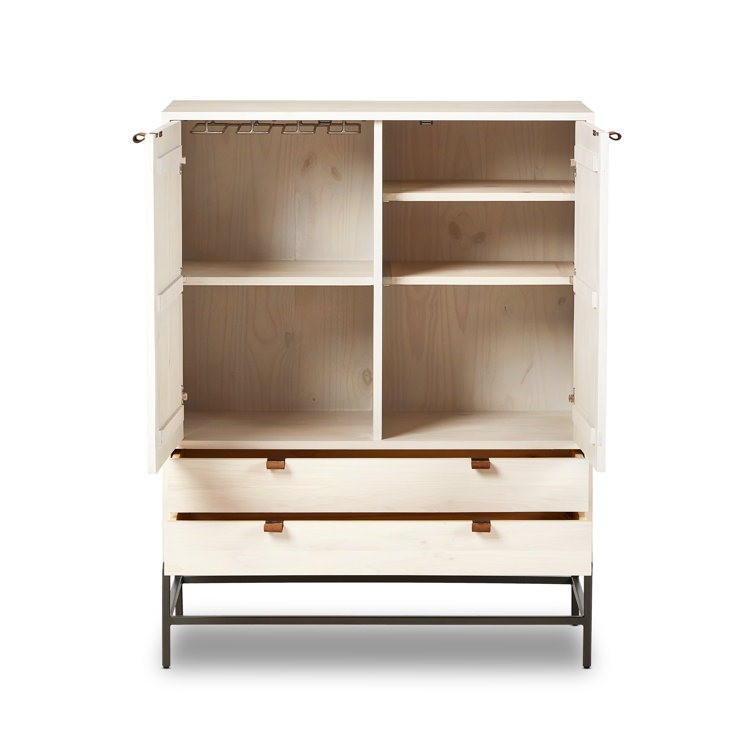 Dove Poplar Solid Wood Storage Cabinet with Metal Legs