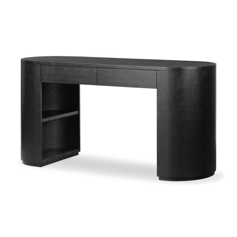 Ebony Oak Veneer Adjustable Height Writing Desk with Drawer