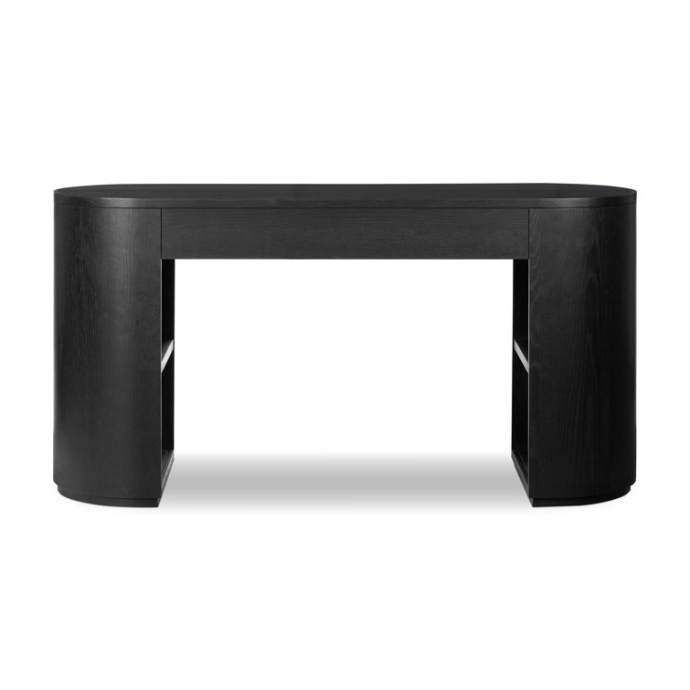 Ebony Oak Veneer Adjustable Height Writing Desk with Drawer