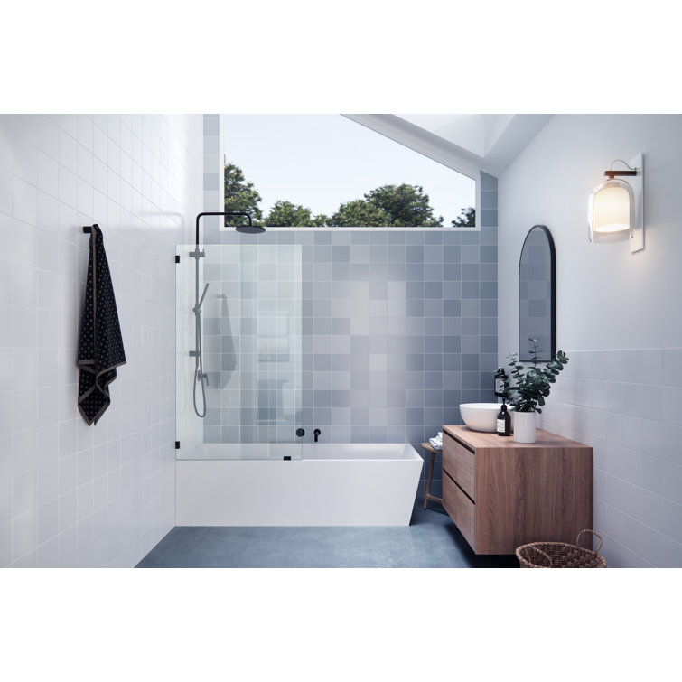 Oil Rubbed Bronze Frameless Glass Shower Bath Panel 58.25" x 33.5"
