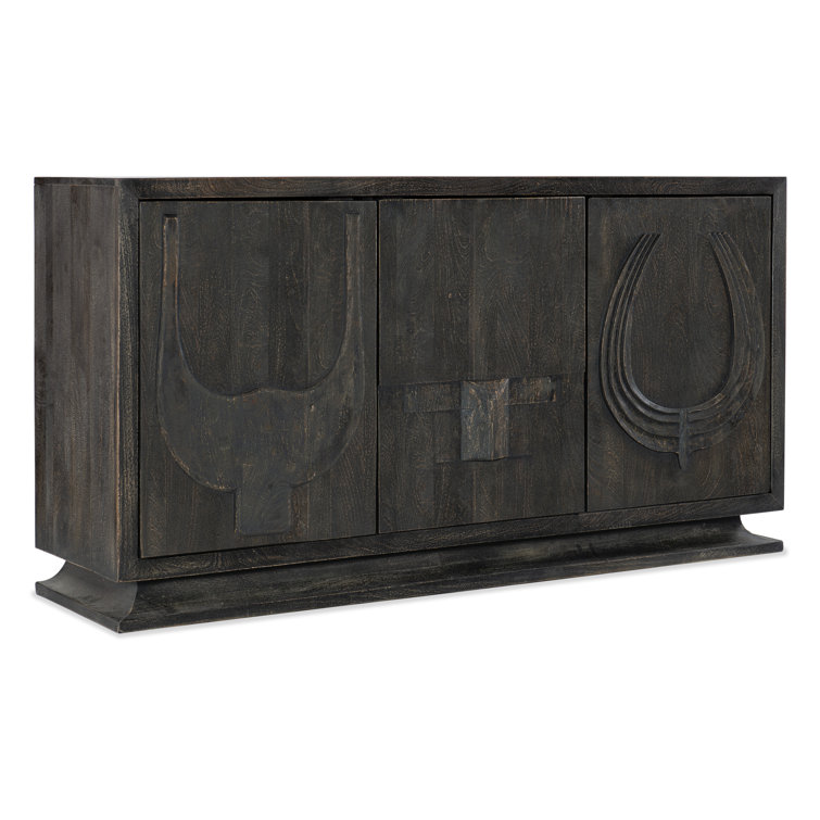Chiseling 68'' Black Solid Wood Sideboard
