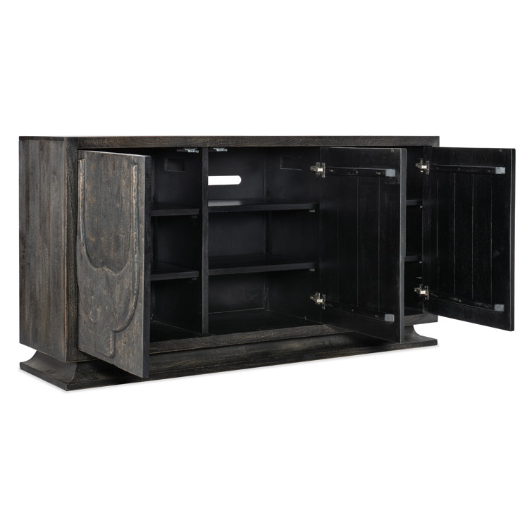 Chiseling 68'' Black Solid Wood Sideboard