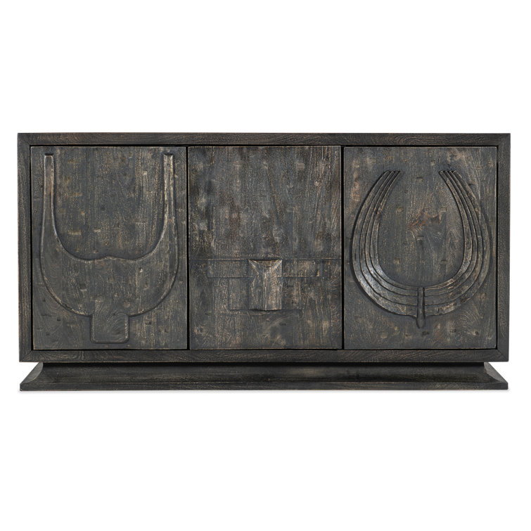 Chiseling 68'' Black Solid Wood Sideboard