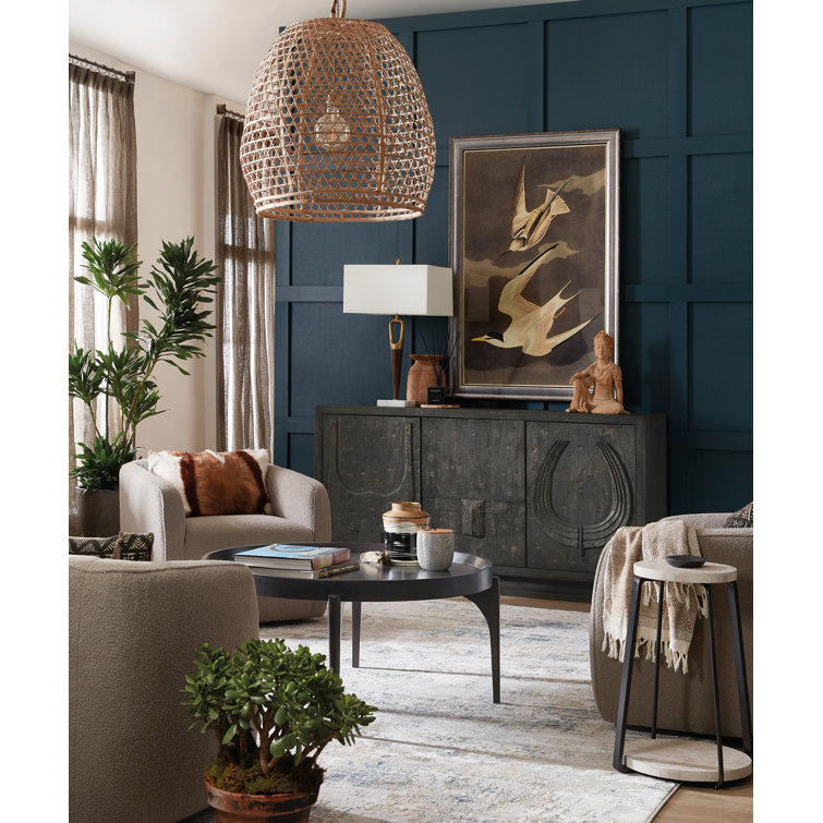 Chiseling 68'' Black Solid Wood Sideboard