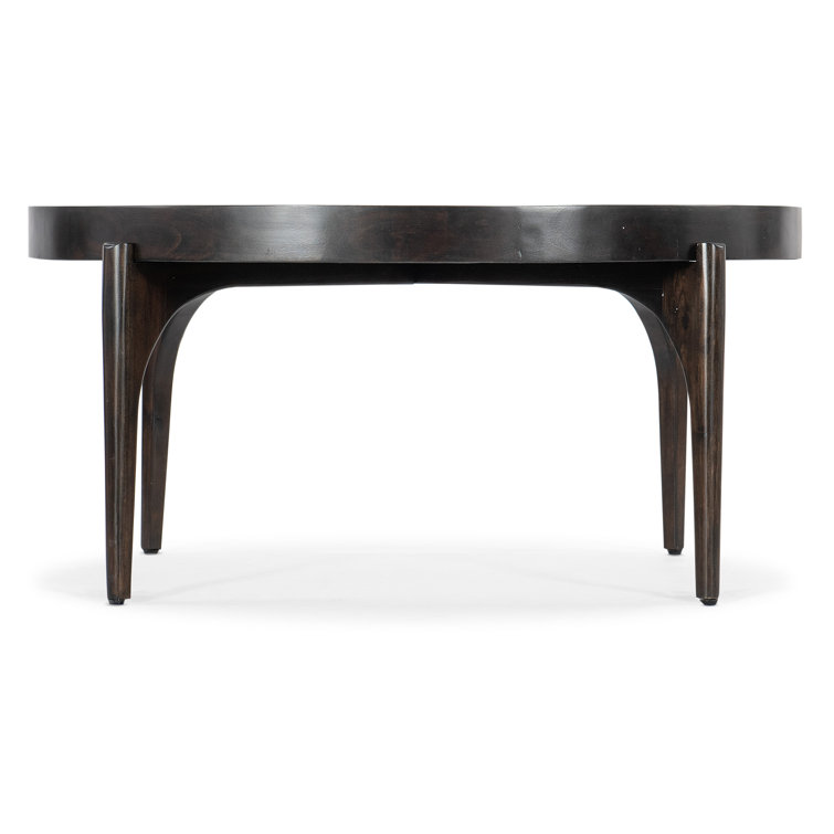 Black Acacia Wood Round Coffee Table with Storage