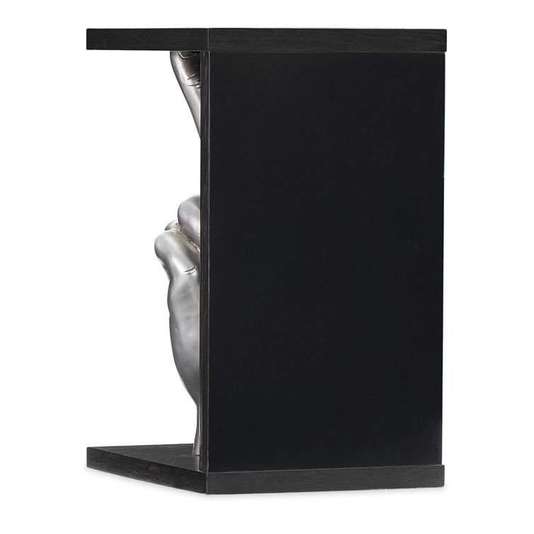 Black and Silver Peace Hand Accent Table