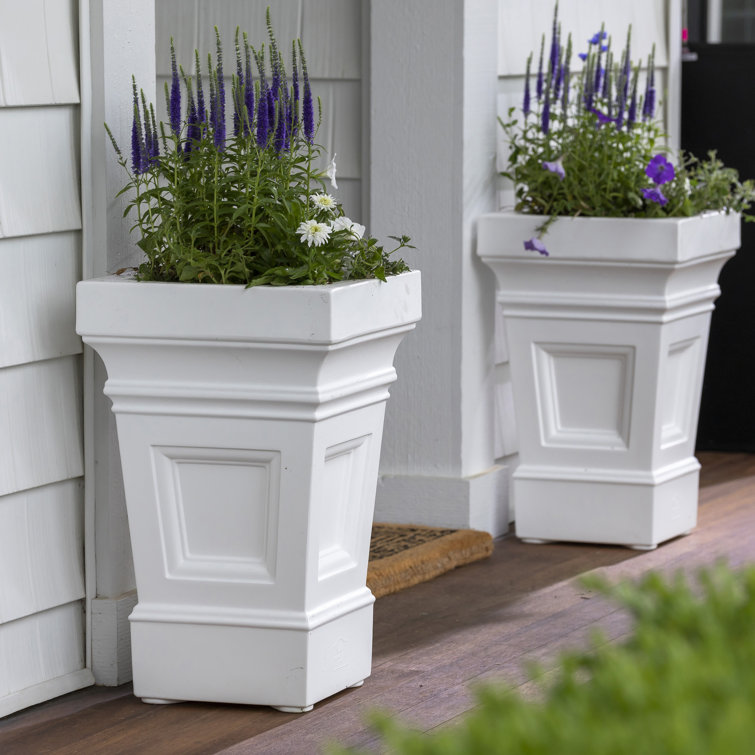 Atherton 24" White High-Density Resin Self-Watering Planter Box Set