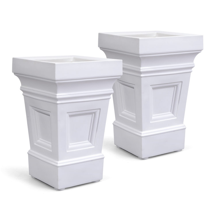 Atherton 24" White High-Density Resin Self-Watering Planter Box Set