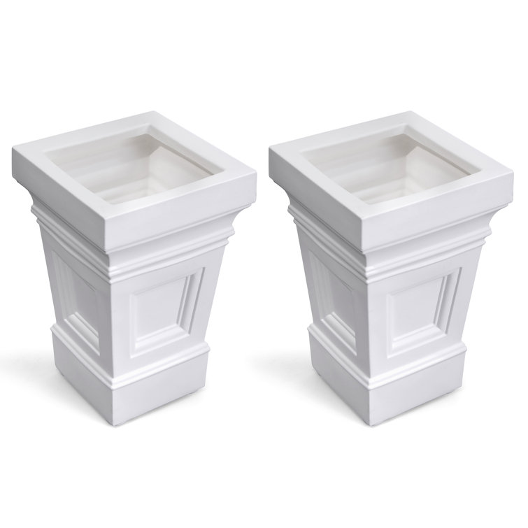 Atherton 24" White High-Density Resin Self-Watering Planter Box Set