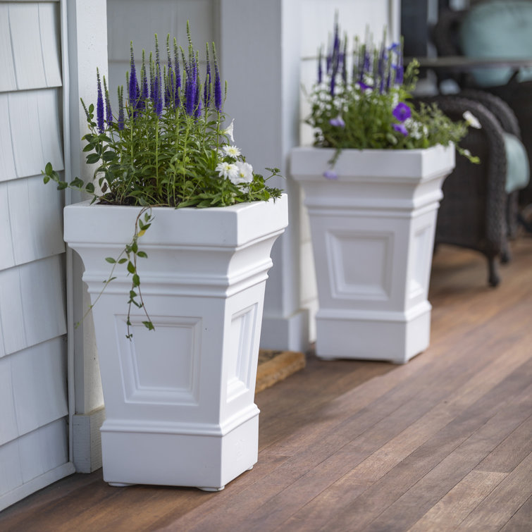 Atherton 24" White High-Density Resin Self-Watering Planter Box Set