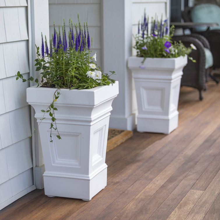 Atherton 24" White High-Density Resin Self-Watering Planter Box Set
