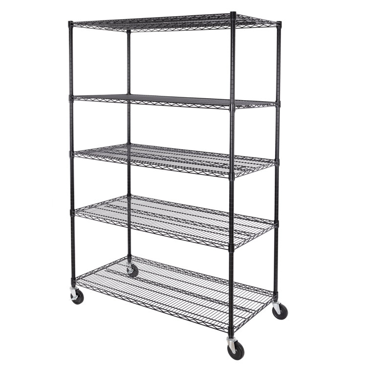 UltraDurable 5-Tier Chrome Steel Wire Shelving, 48" x 24" x 72"