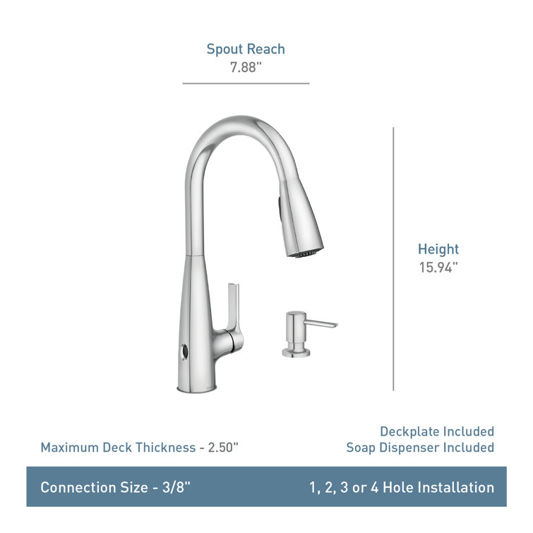 Chrome Touchless Single-Handle Pull-Down Kitchen Faucet with Soap Dispenser