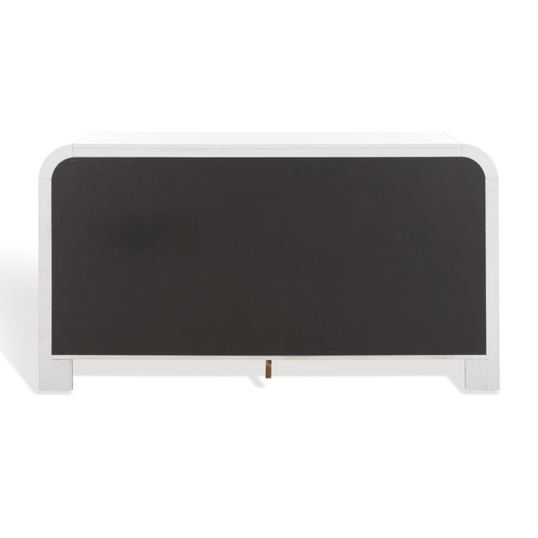 White and Gold 6-Drawer Double Dresser with Dovetail Drawer
