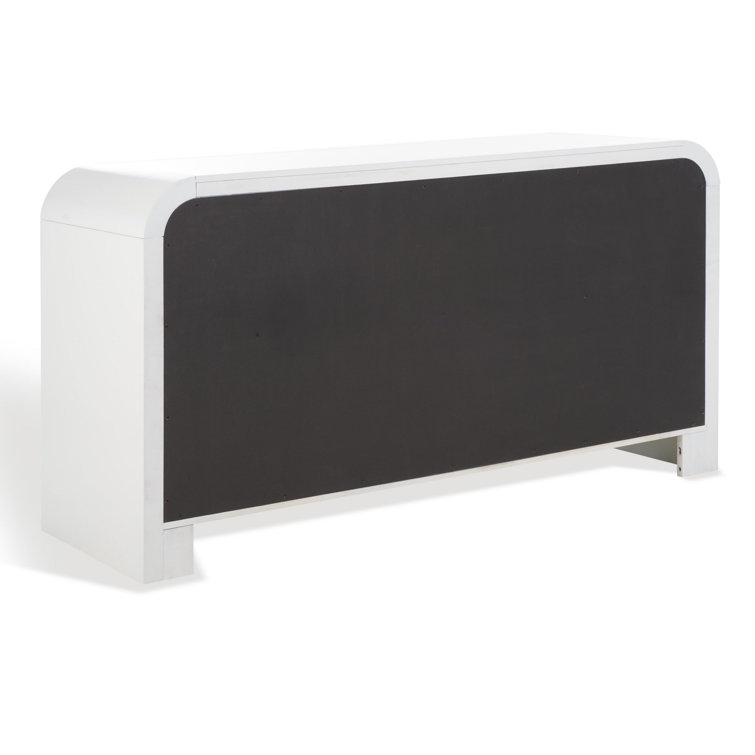White and Gold 6-Drawer Double Dresser with Dovetail Drawer