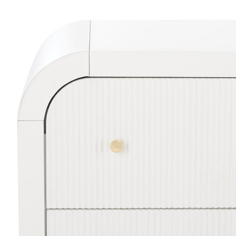 White and Gold 6-Drawer Double Dresser with Dovetail Drawer