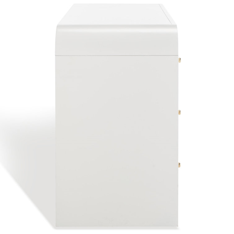 White and Gold 6-Drawer Double Dresser with Dovetail Drawer