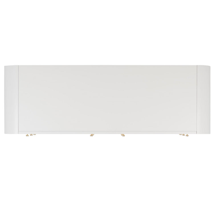 White and Gold 6-Drawer Double Dresser with Dovetail Drawer