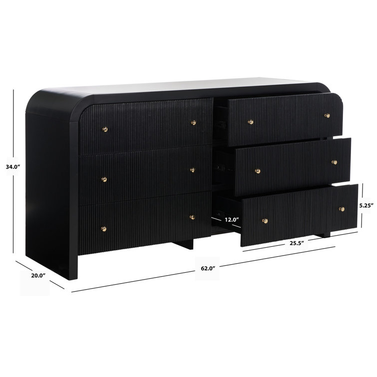 Liabella Black and Gold 6-Drawer Double Dresser