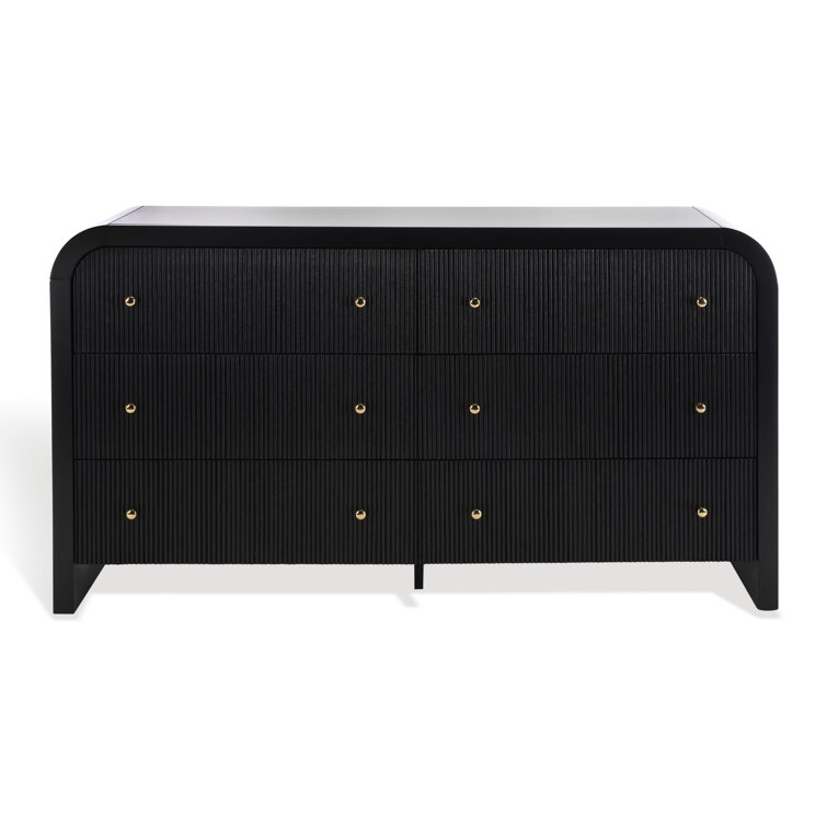 Liabella Black and Gold 6-Drawer Double Dresser