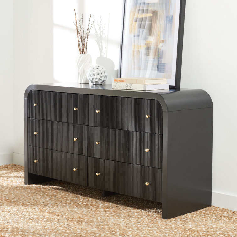 Liabella Black and Gold 6-Drawer Double Dresser