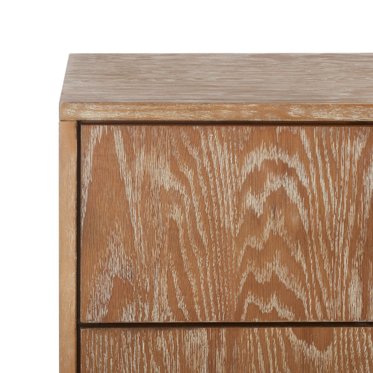 Rustic Oak 6-Drawer Transitional Dresser with Brass Hardware