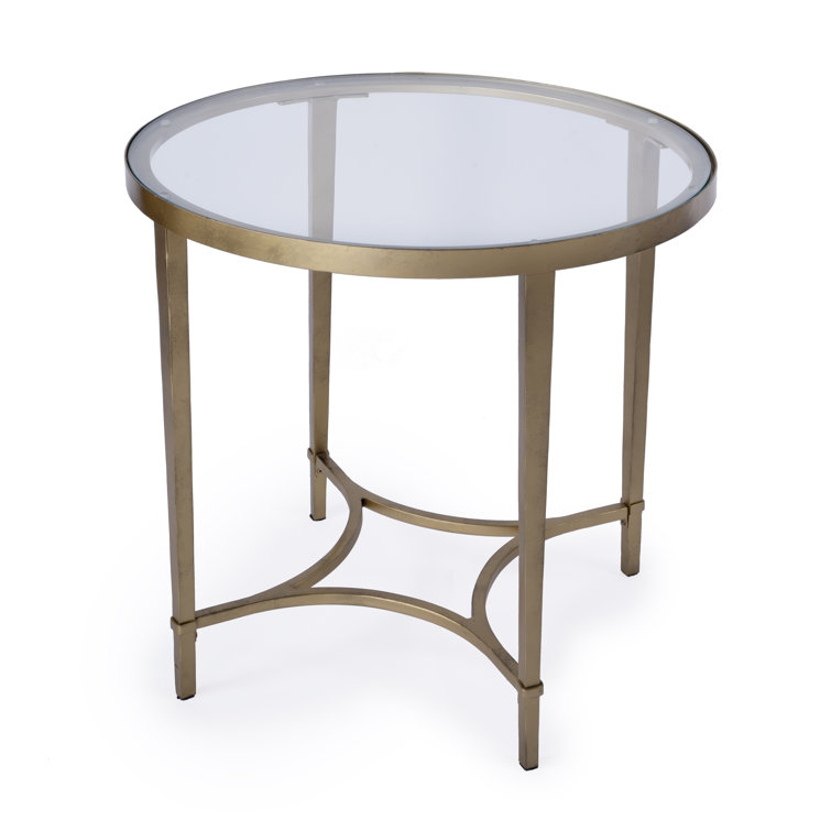 Monica Gold Metal and Glass Oval End Table