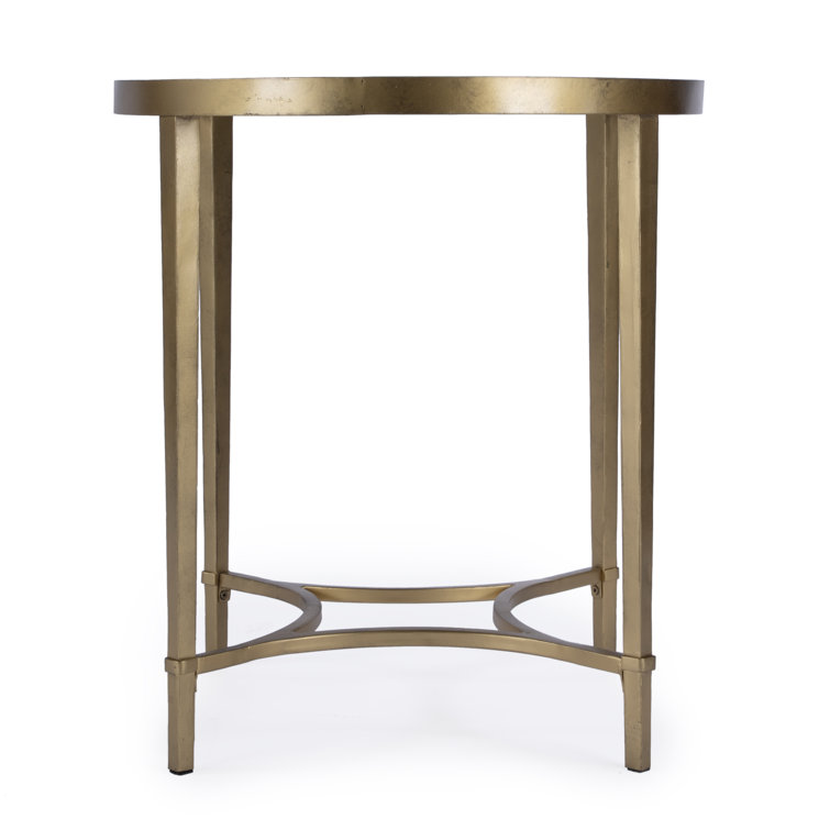Monica Gold Metal and Glass Oval End Table