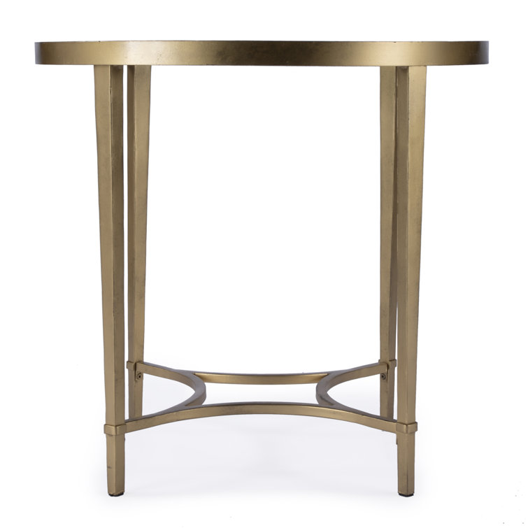 Monica Gold Metal and Glass Oval End Table